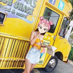 Aritzia tie-front tube/crop top $15